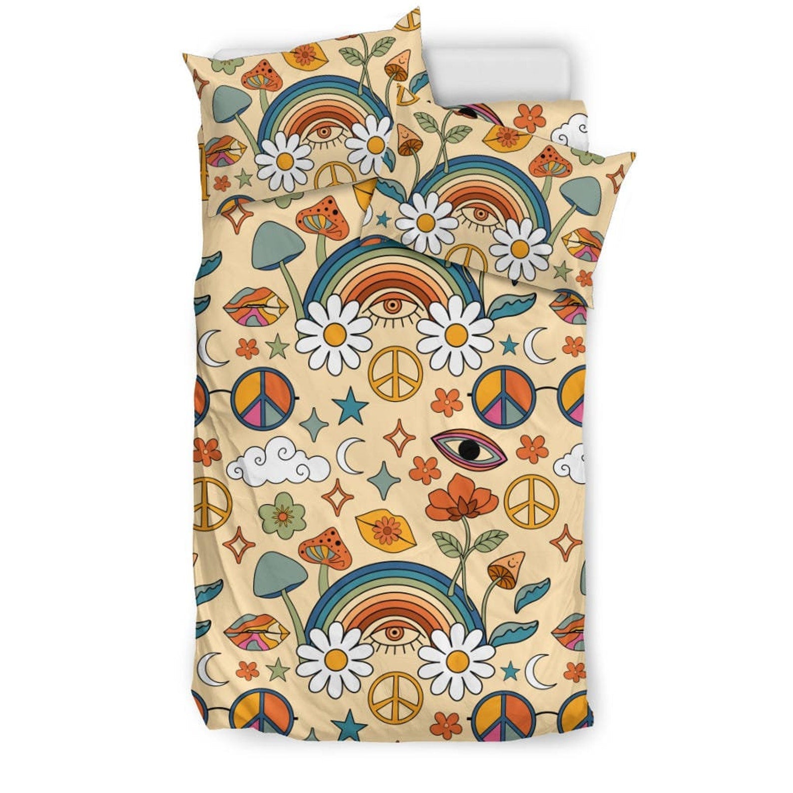 Hippie Art Zone - Boho Duvet Cover, Rainbow Bedding, Bedding Set For Hippies