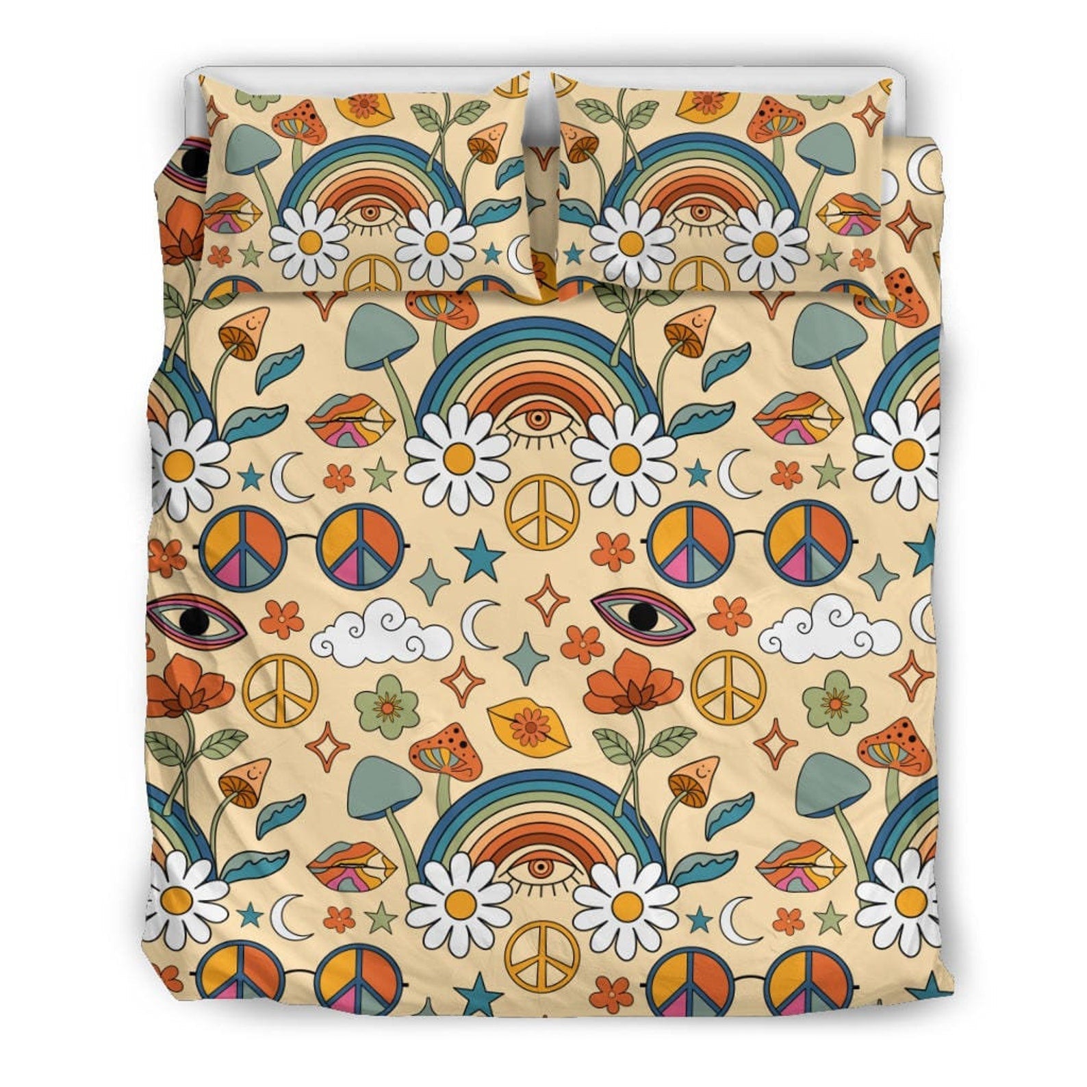 Hippie Art Zone - Boho Duvet Cover, Rainbow Bedding, Bedding Set For Hippies