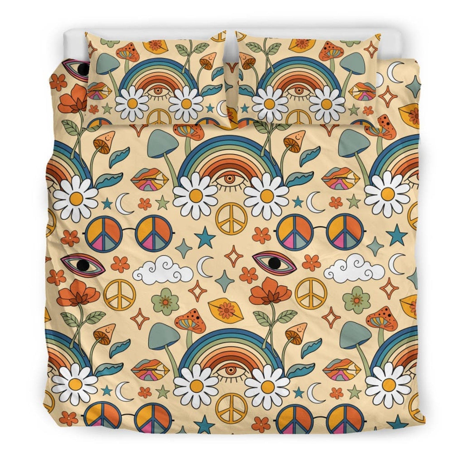 Hippie Art Zone - Boho Duvet Cover, Rainbow Bedding, Bedding Set For Hippies