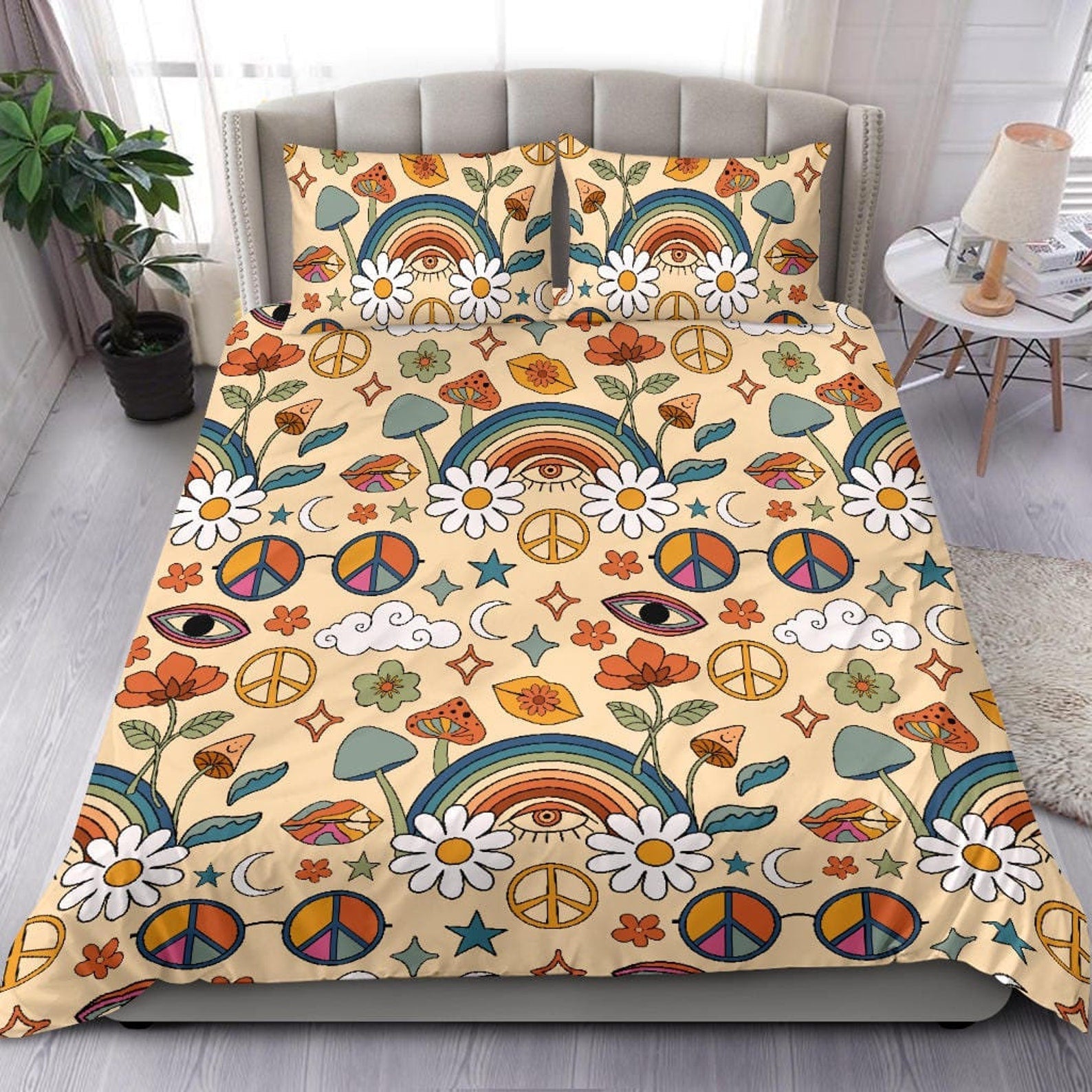 Hippie Art Zone - Boho Duvet Cover, Rainbow Bedding, Bedding Set For Hippies