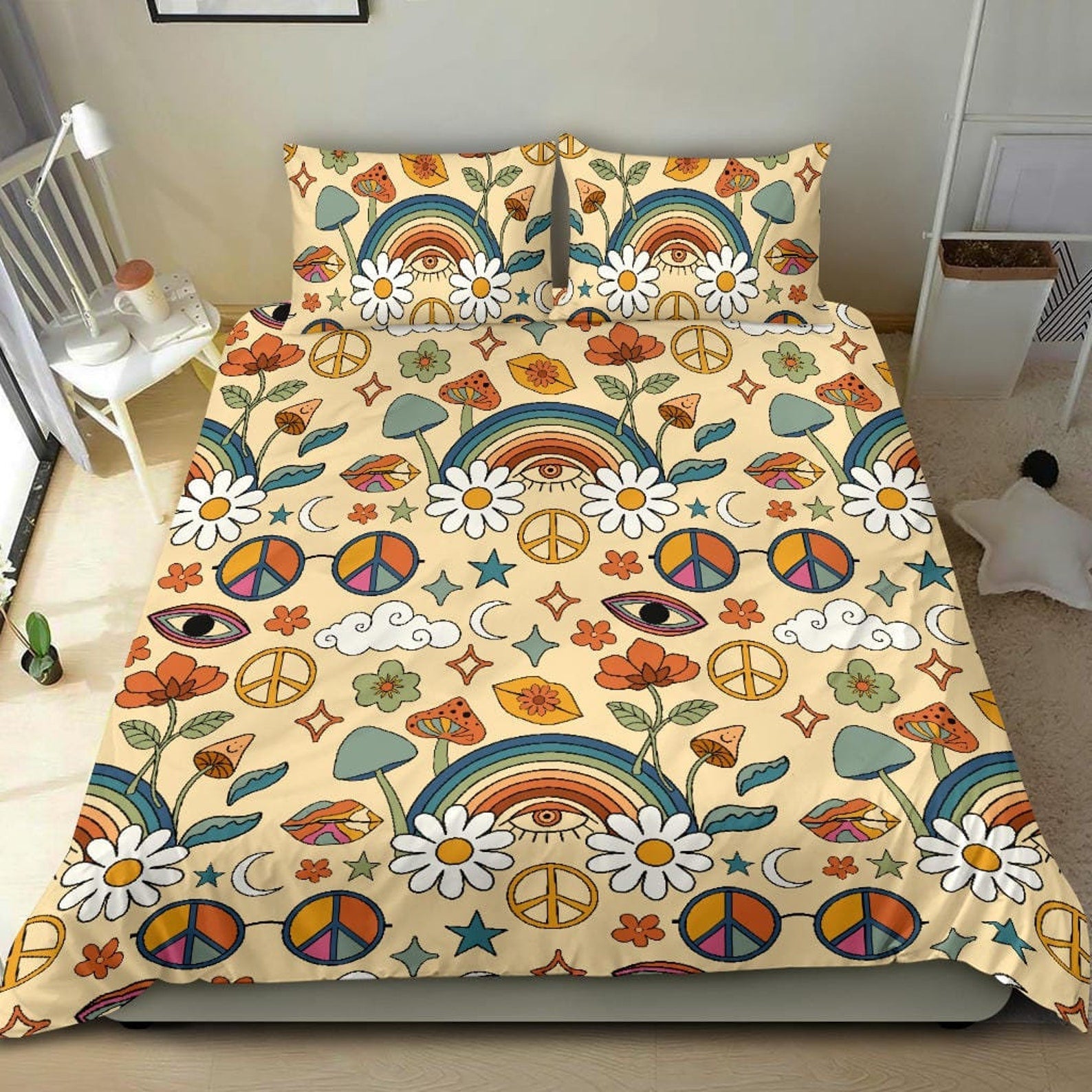Hippie Art Zone - Boho Duvet Cover, Rainbow Bedding, Bedding Set For Hippies
