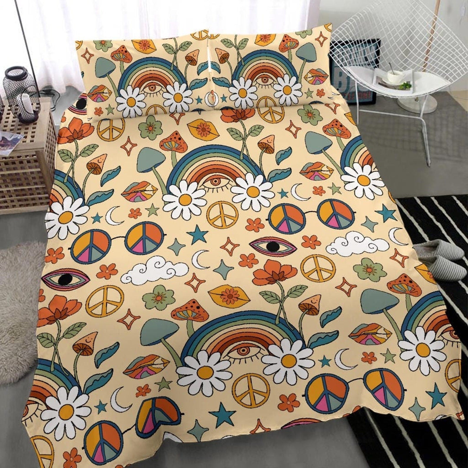 Hippie Art Zone - Boho Duvet Cover, Rainbow Bedding, Bedding Set For Hippies