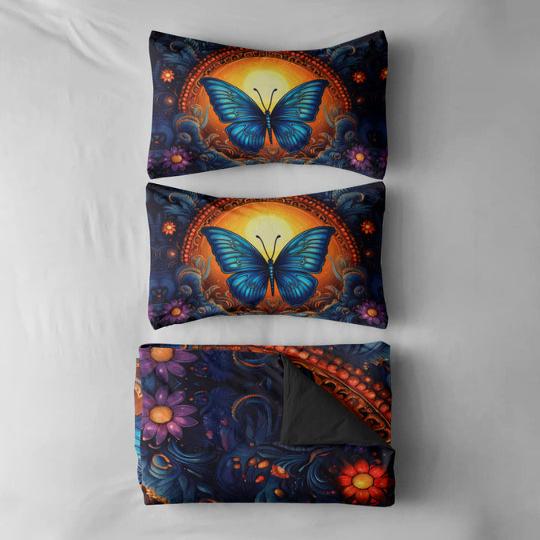 BDS - Celestial Moon And Butterflies Bedding Set For Hippies