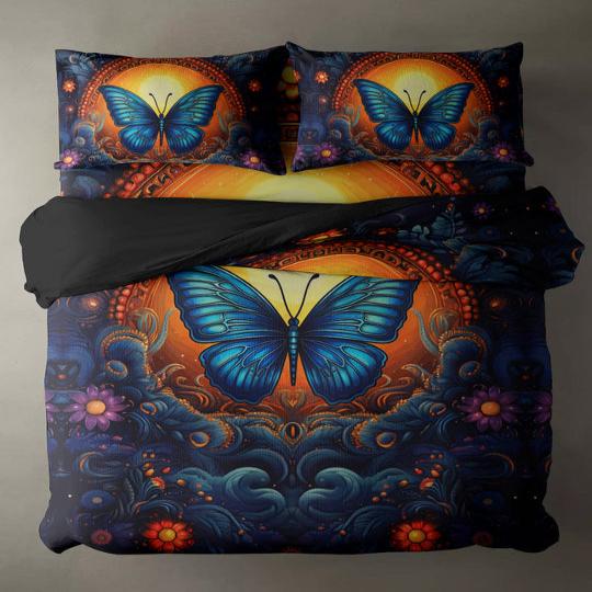 BDS - Celestial Moon And Butterflies Bedding Set For Hippies