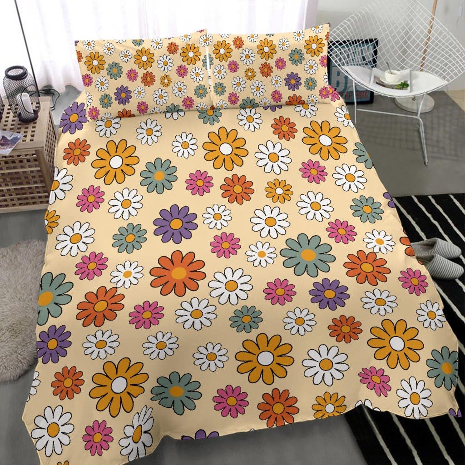 Hippie Art Zone - Colorful Duvet Cover, Floral Duvet Cover, Quilt Bedding Set For Hippies