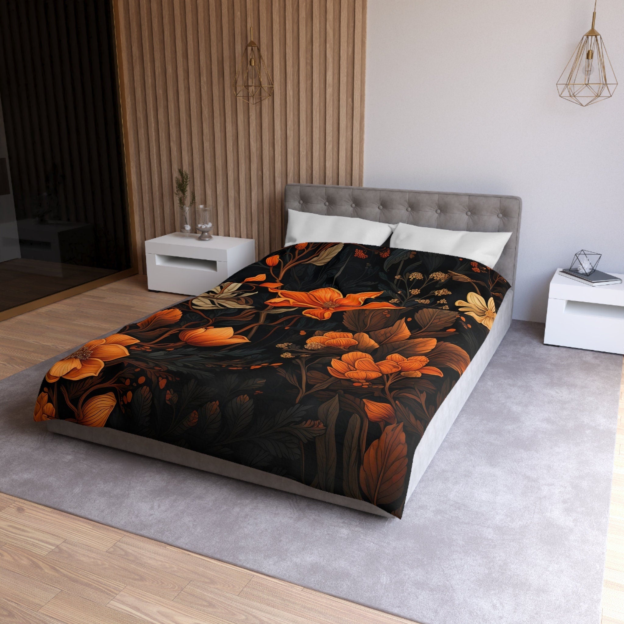 Hippie Art Zone - Dark Academia Autumn Leaves, Halloween Forestcore Bedding Set For Hippies