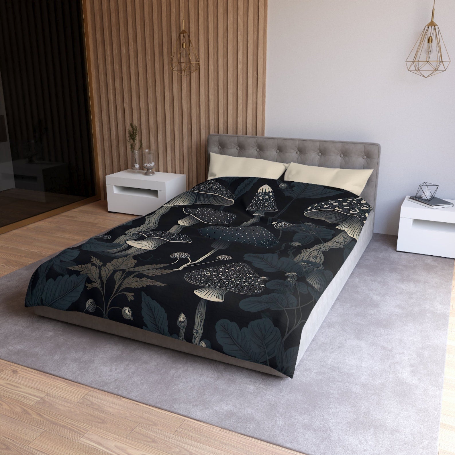 Hippie Art Zone - Dark Academia Mushroom, Gothic Forestcore Bedding Set For Hippies