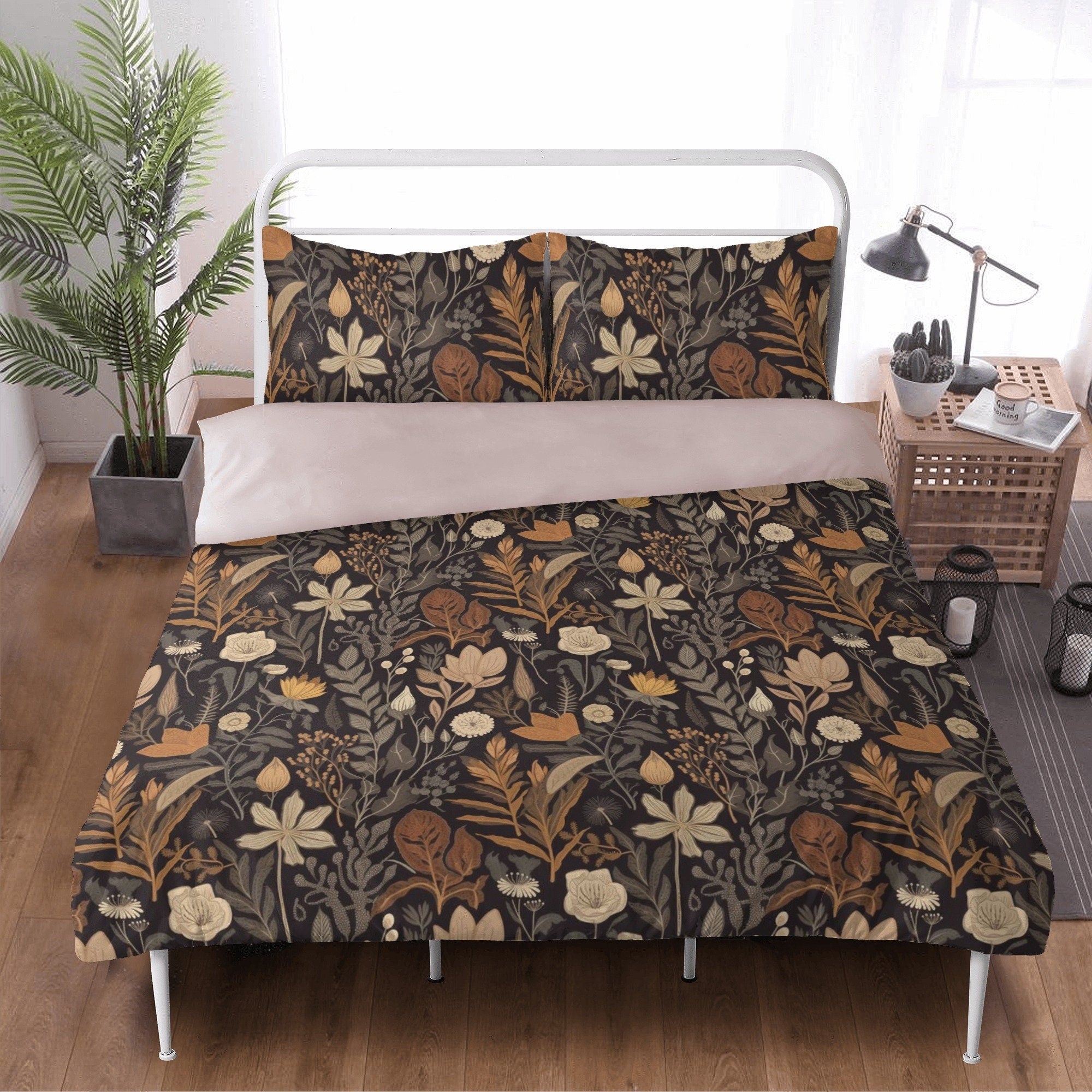 Dark Cottagecore, Boho Nature Bedding Set For Hippies