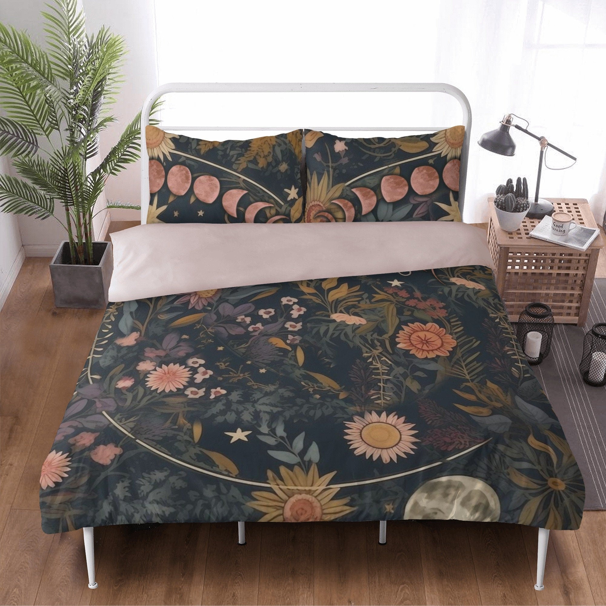 Dark Cottagecore, Sunflower Harvest Bedding Set For Hippies