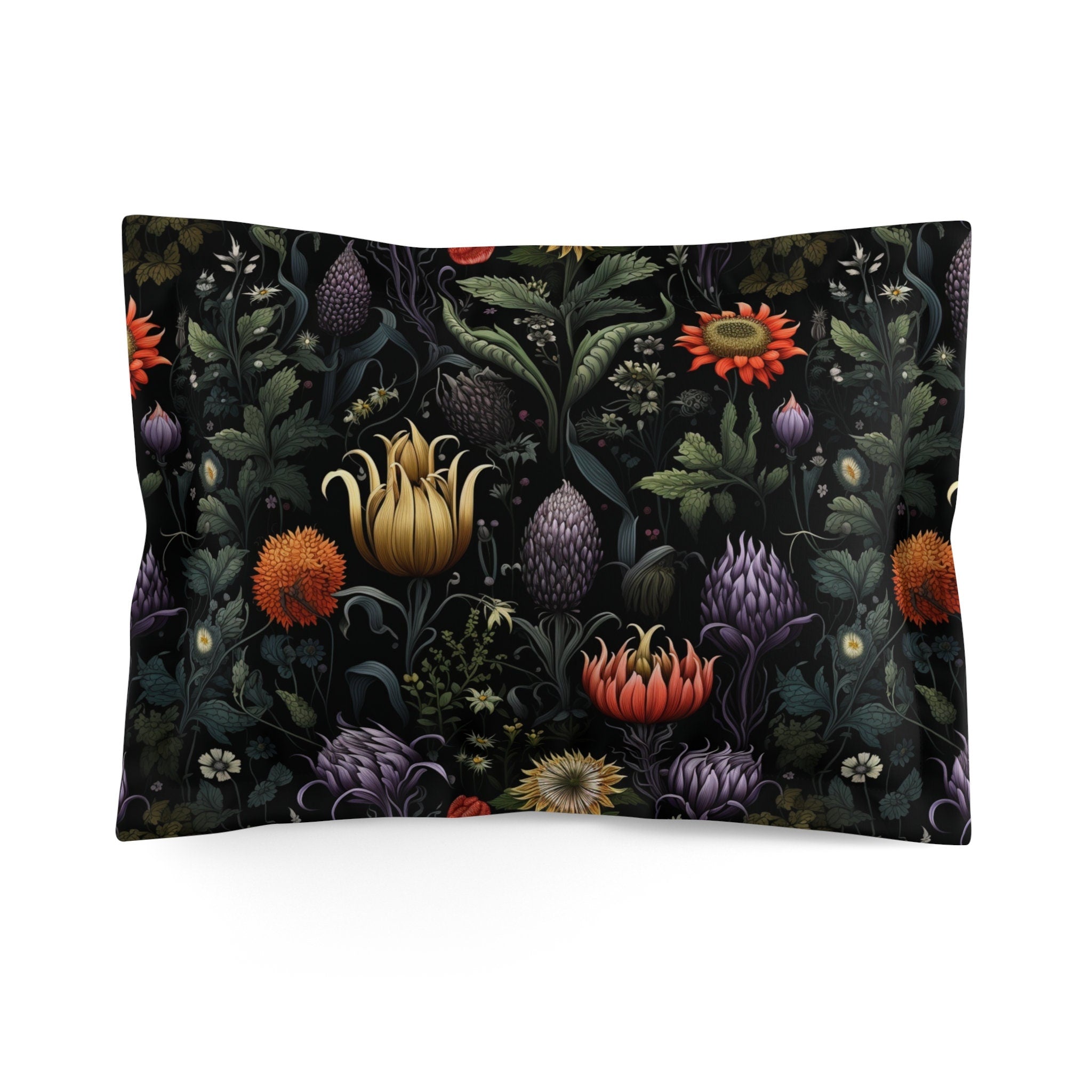 Hippie Art Zone - Enchanted Autumn Floral, Halloween Witchy Flowers Bedding Set For Hippies
