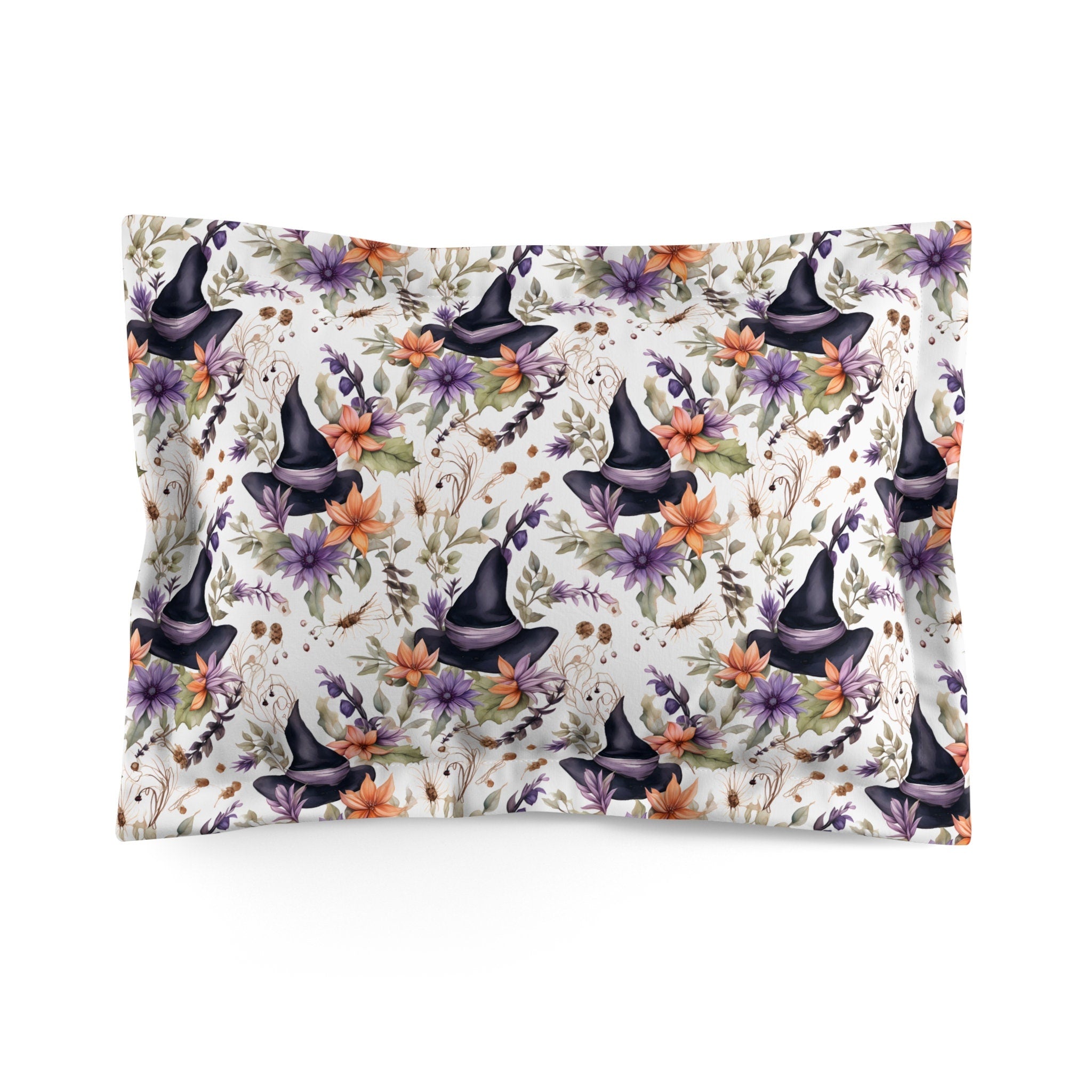Hippie Art Zone - Floral Watercolor Witch, Halloween Whimsical Gothic Bedding Set For Hippies