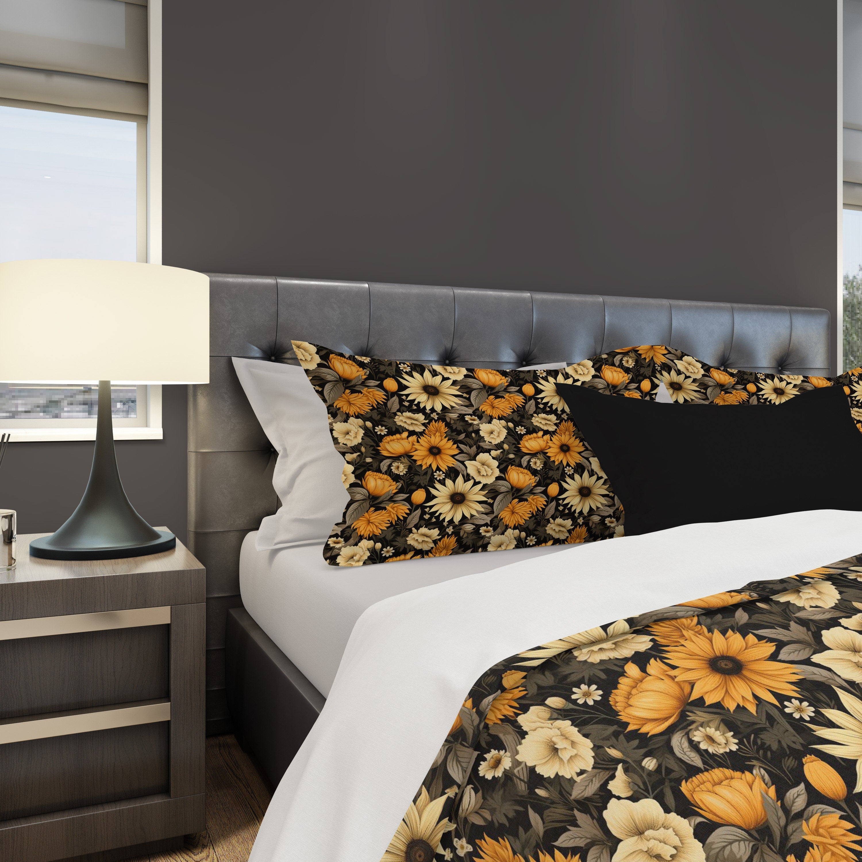Hippie Art Zone - Forbidden Sunflower, Halloween Dark Gothic Bedding Set For Hippies
