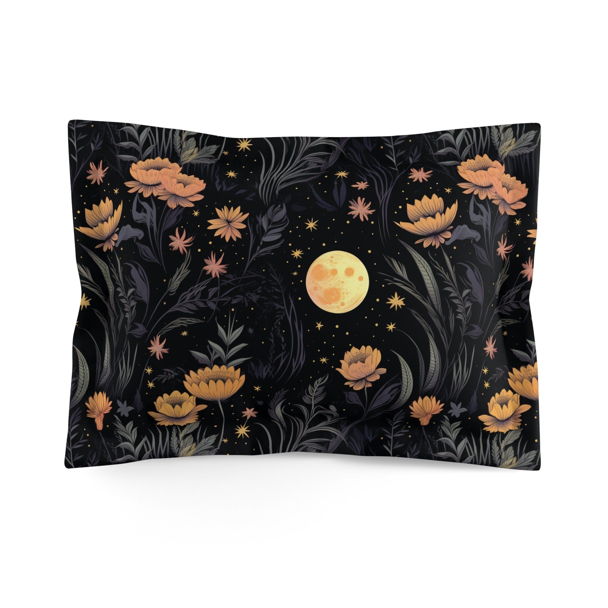 Hippie Art Zone - Garden of Shadows Floral, Halloween Witchy Flowers Bedding Set For Hippies