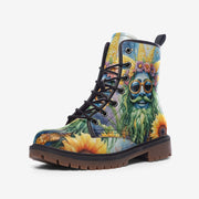 Hippie Art Zone - Green Beard Hippie Guy Casual Leather Lightweight Boots For Hippies