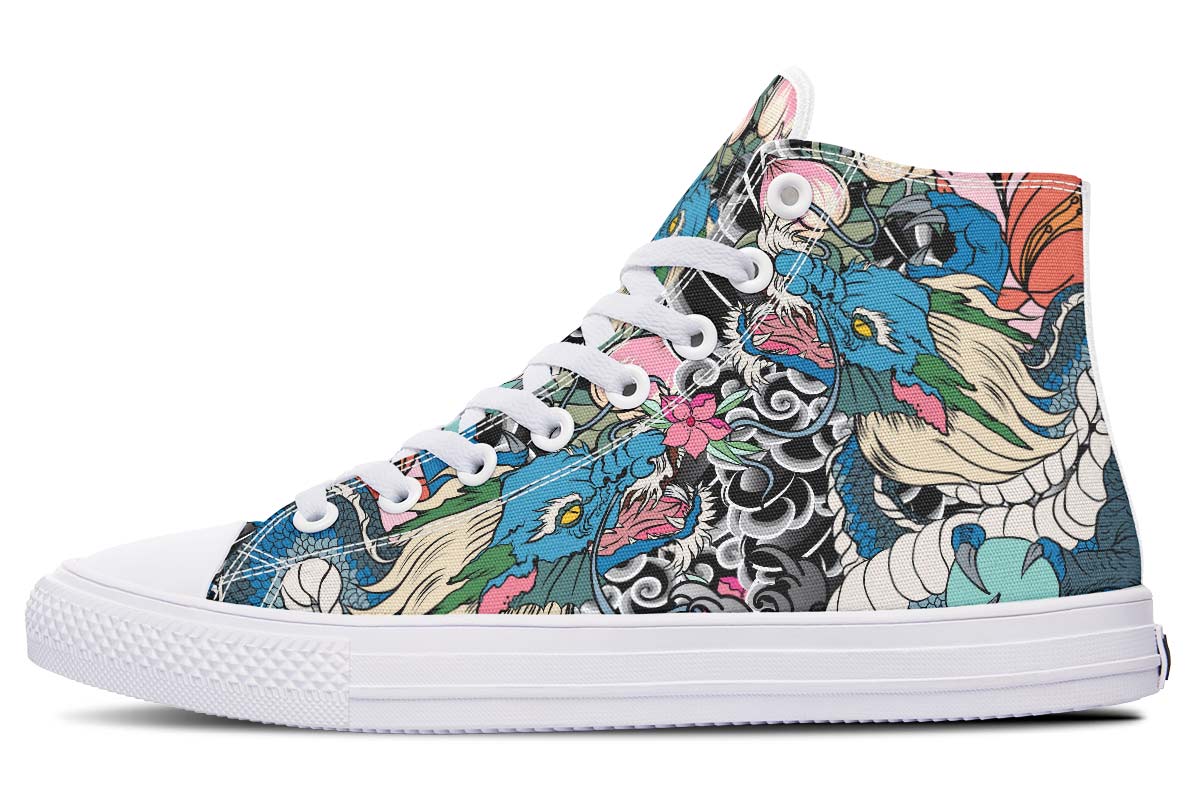 hippieartzone Shoes - BLUE JAPANESE TATTOO