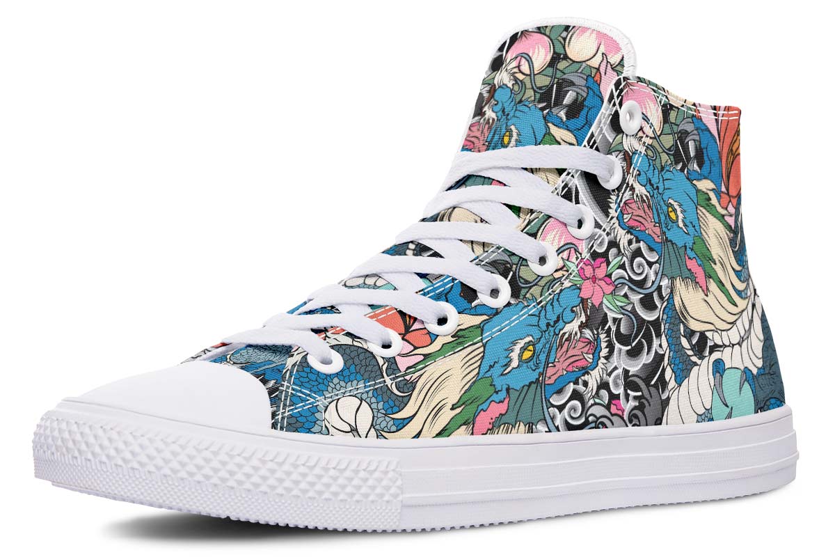 hippieartzone Shoes - BLUE JAPANESE TATTOO