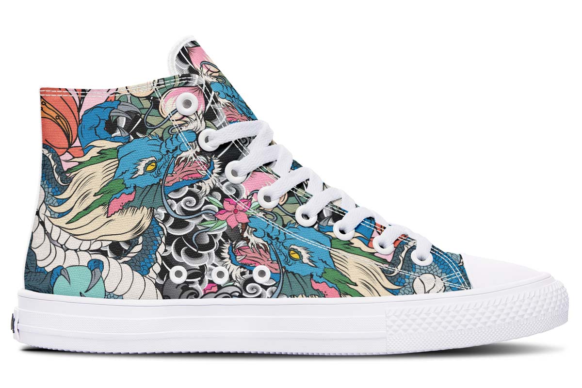 hippieartzone Shoes - BLUE JAPANESE TATTOO