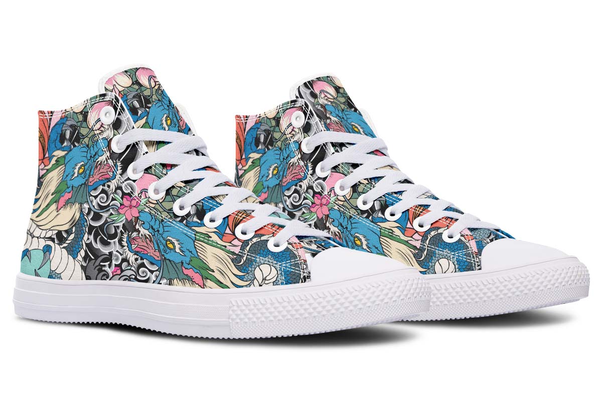 hippieartzone Shoes - BLUE JAPANESE TATTOO