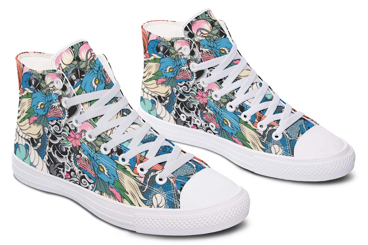 hippieartzone Shoes - BLUE JAPANESE TATTOO