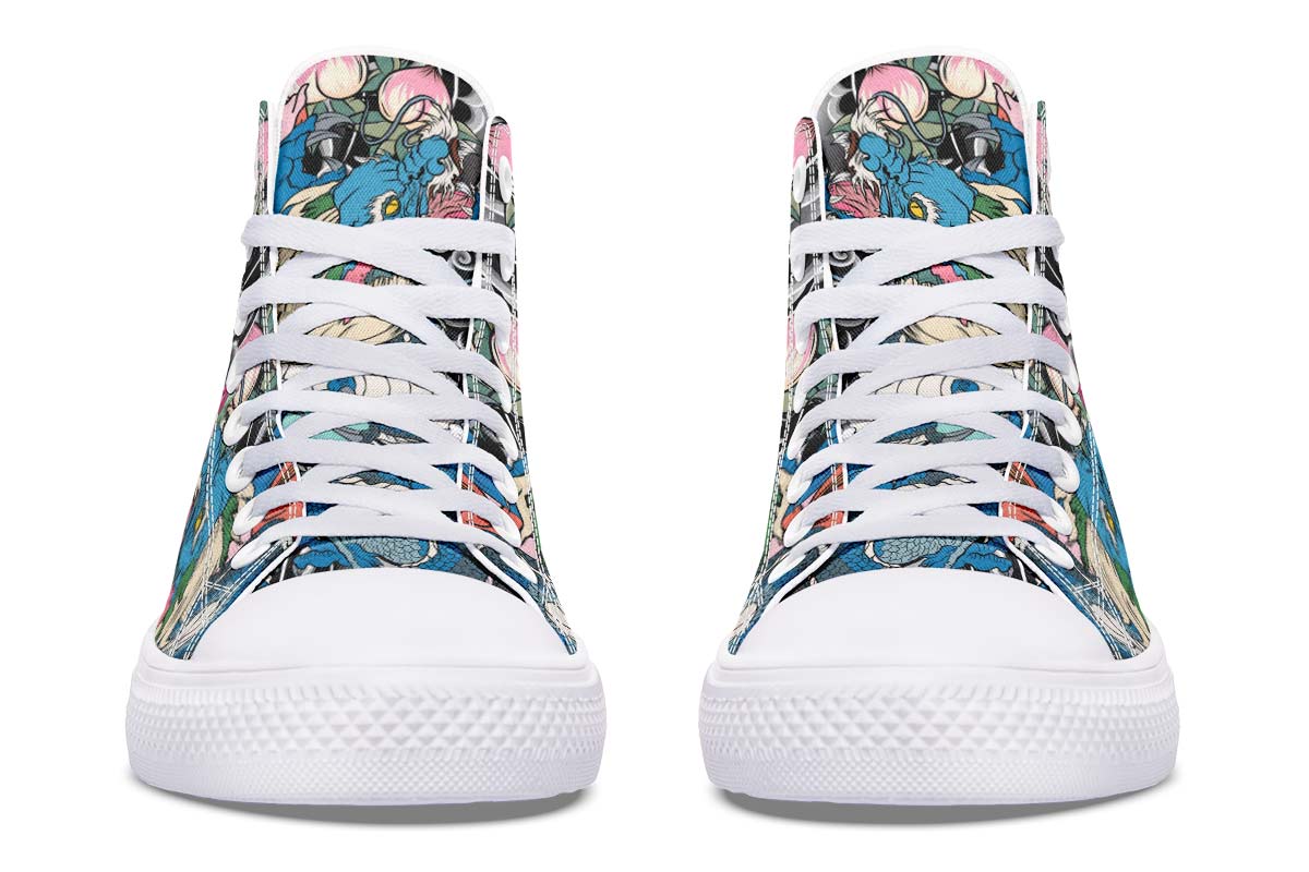 hippieartzone Shoes - BLUE JAPANESE TATTOO