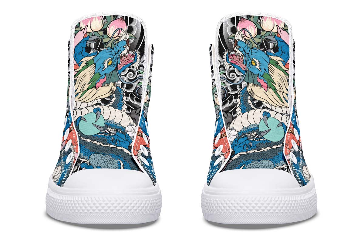 hippieartzone Shoes - BLUE JAPANESE TATTOO