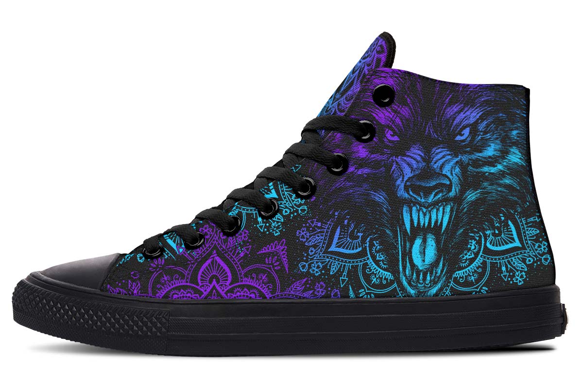 hippieartzone Shoes - COLORFUL WOLF MANDALA