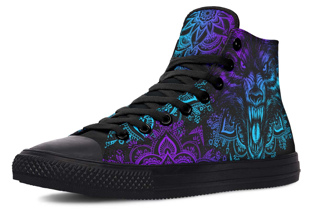 hippieartzone Shoes - COLORFUL WOLF MANDALA