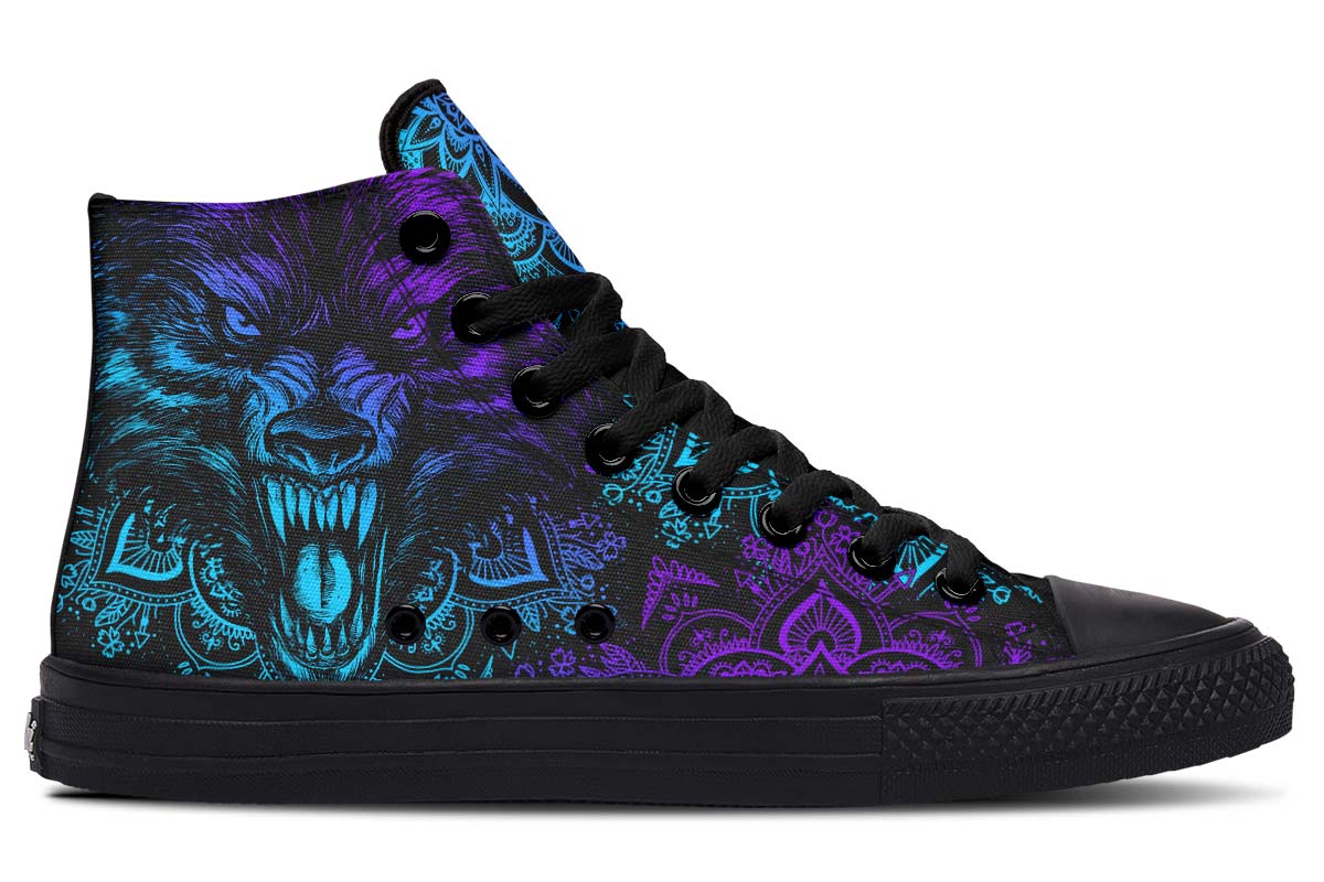 hippieartzone Shoes - COLORFUL WOLF MANDALA