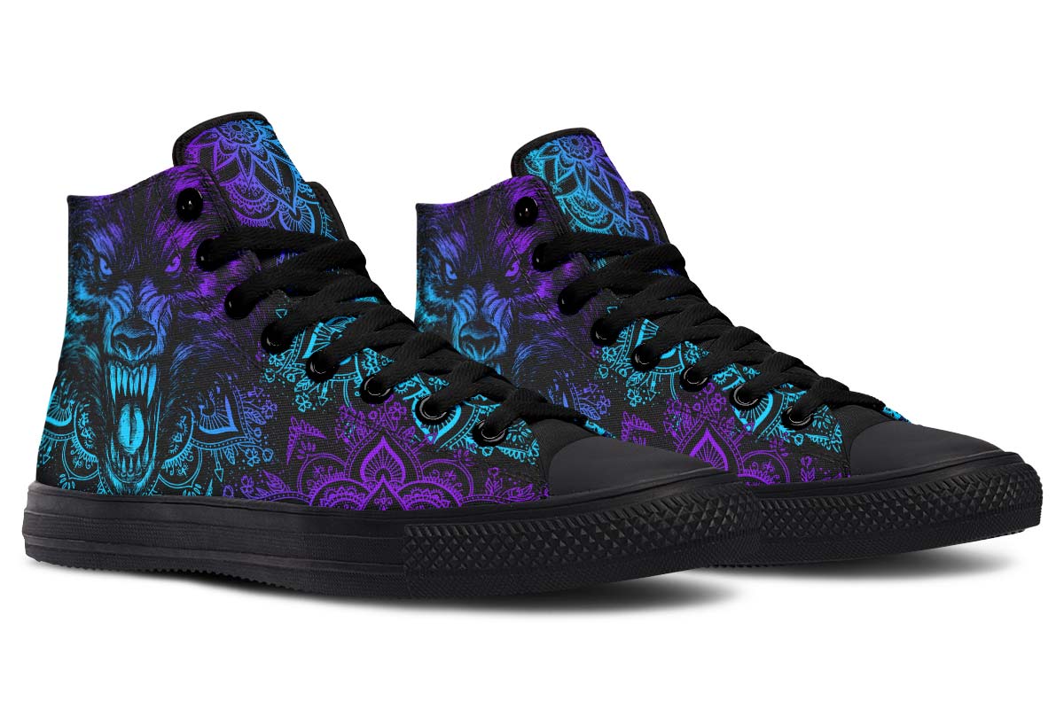 hippieartzone Shoes - COLORFUL WOLF MANDALA