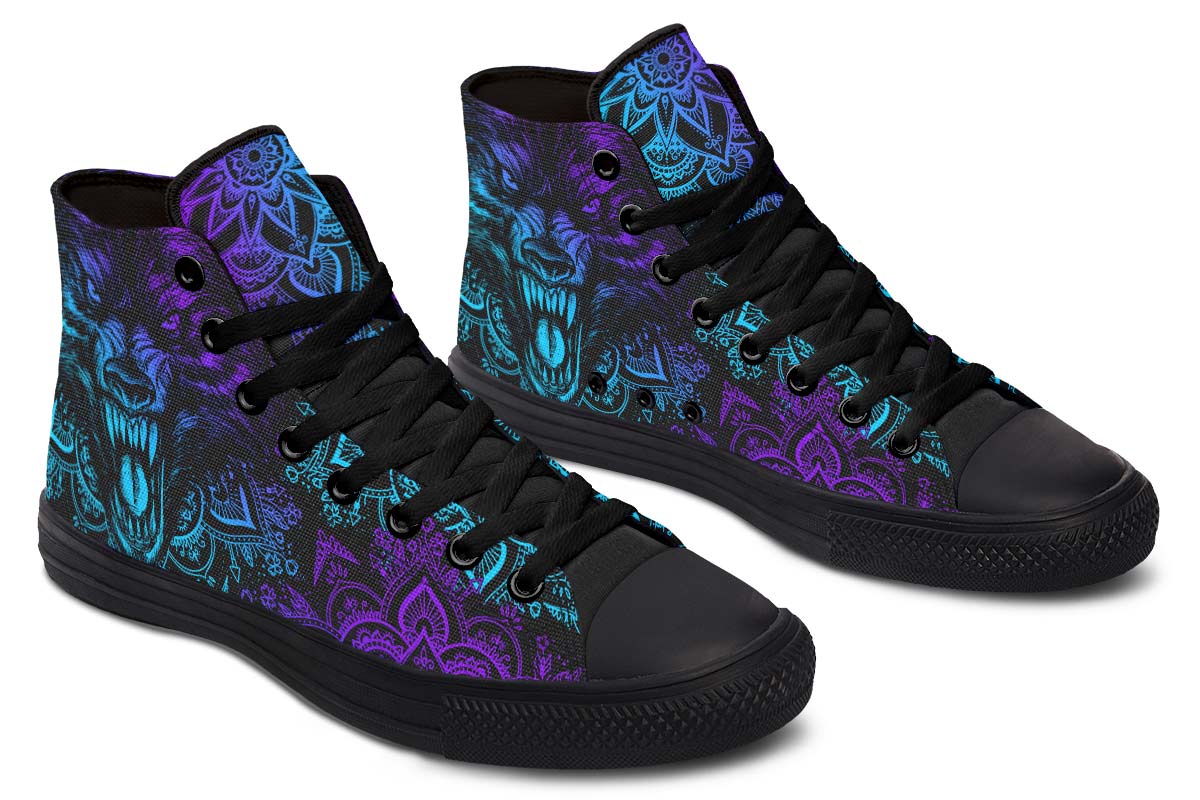 hippieartzone Shoes - COLORFUL WOLF MANDALA
