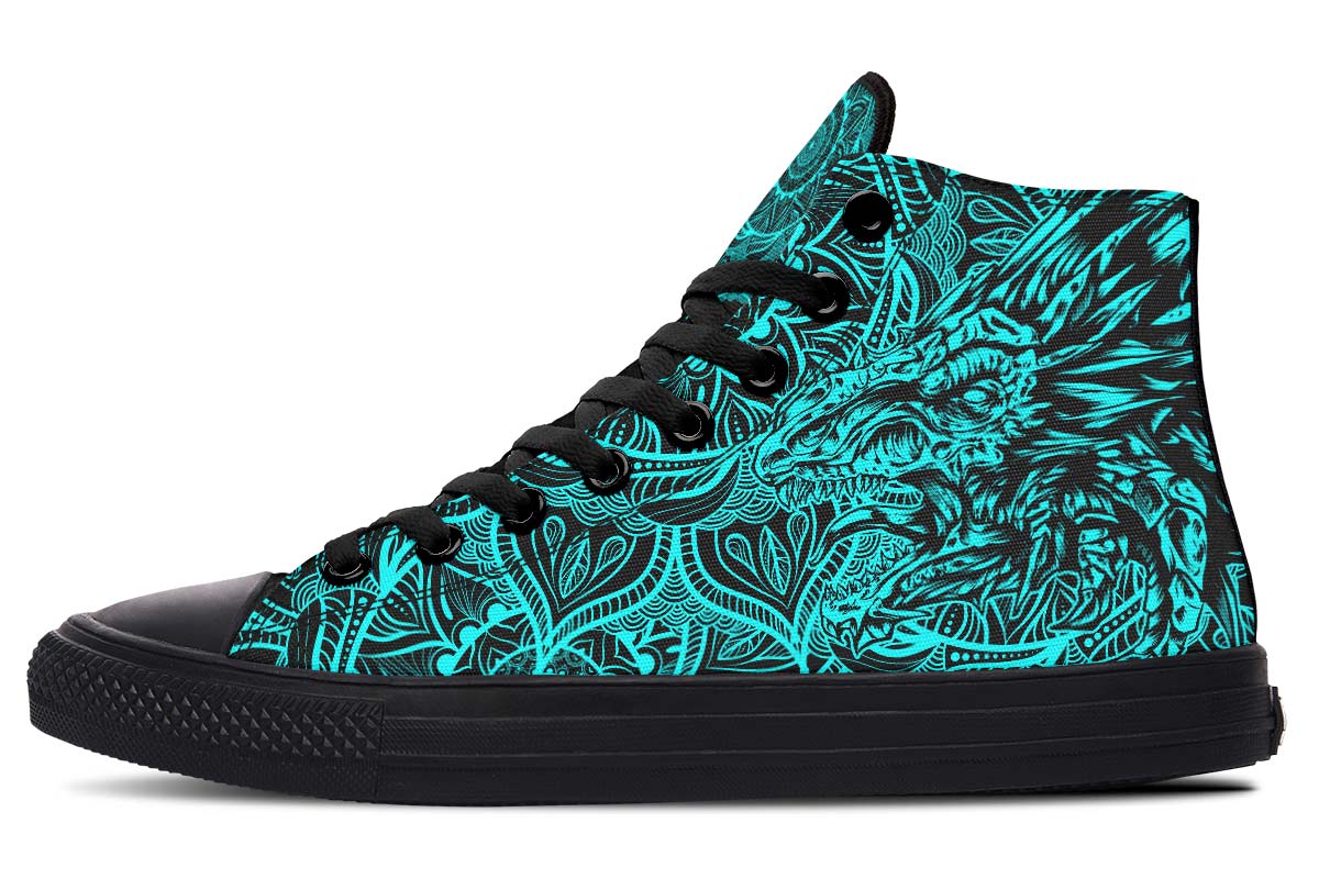 hippieartzone Shoes - AQUA DRAGON