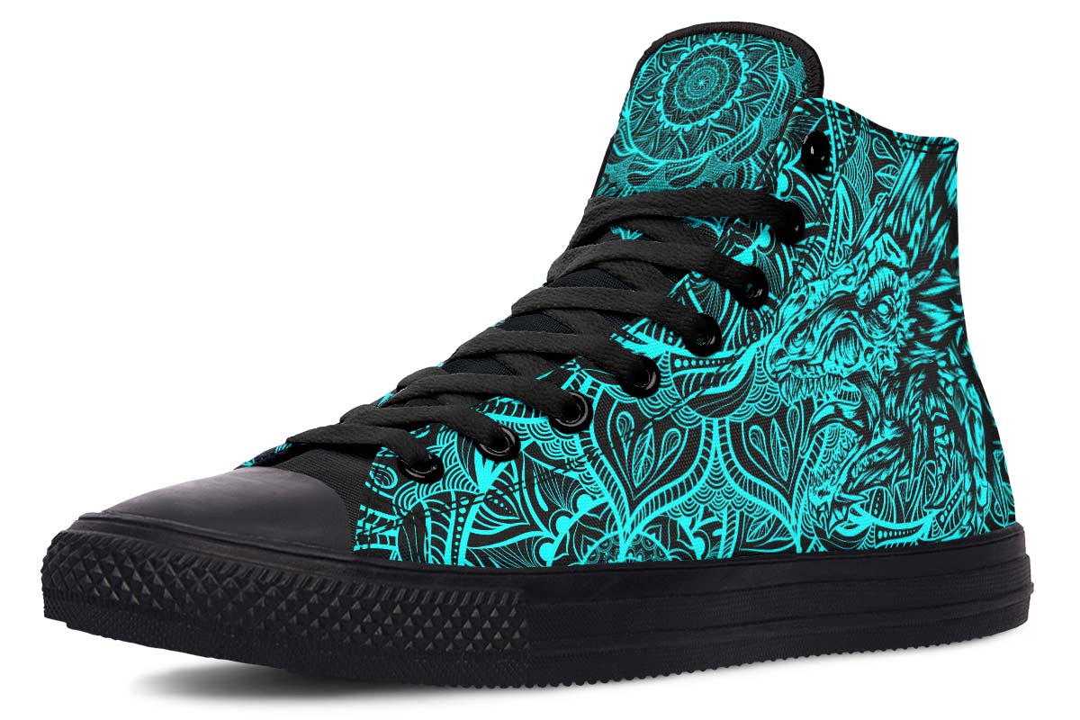 hippieartzone Shoes - AQUA DRAGON