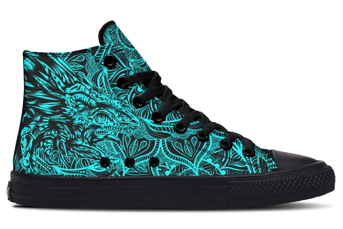 hippieartzone Shoes - AQUA DRAGON