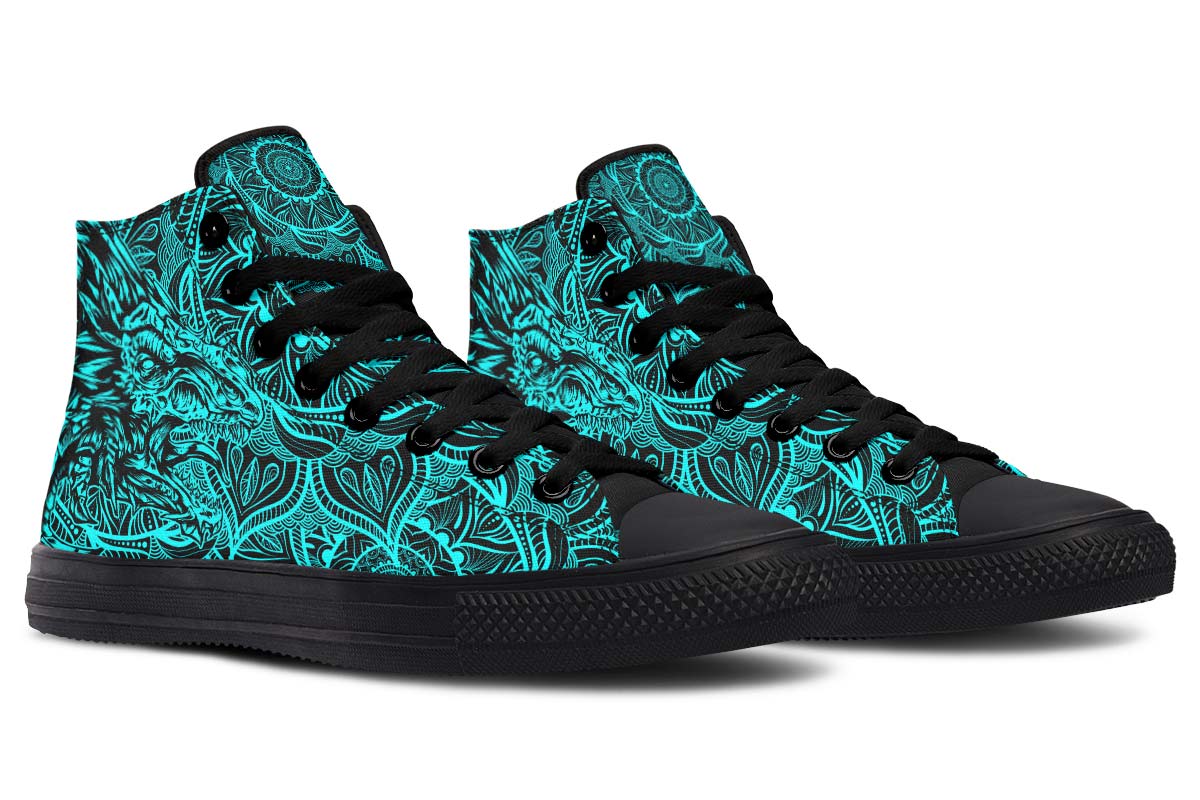 hippieartzone Shoes - AQUA DRAGON