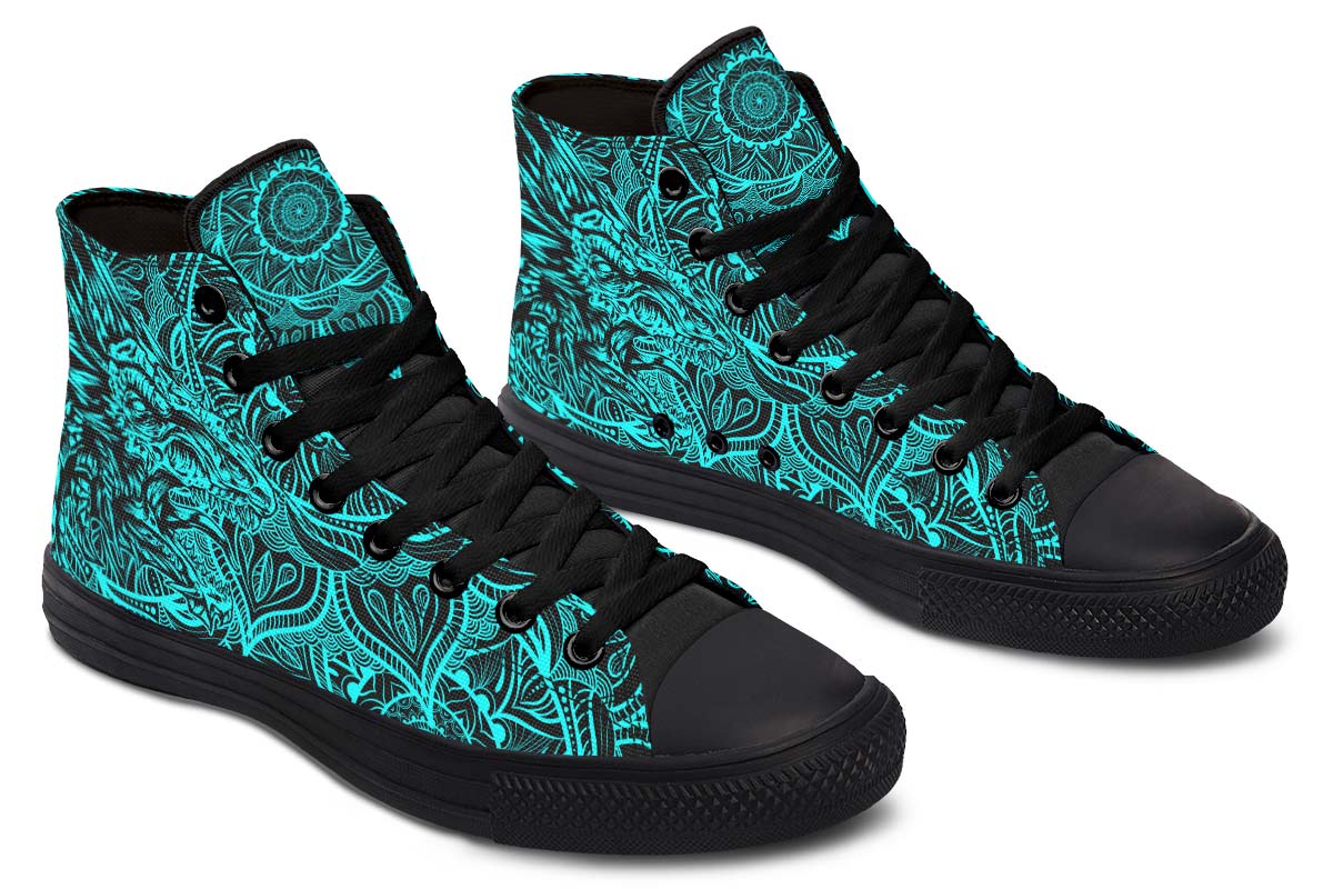 hippieartzone Shoes - AQUA DRAGON