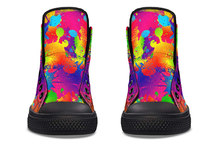 hippieartzone Shoes - COLOR SPLAT BARBELL SKULL