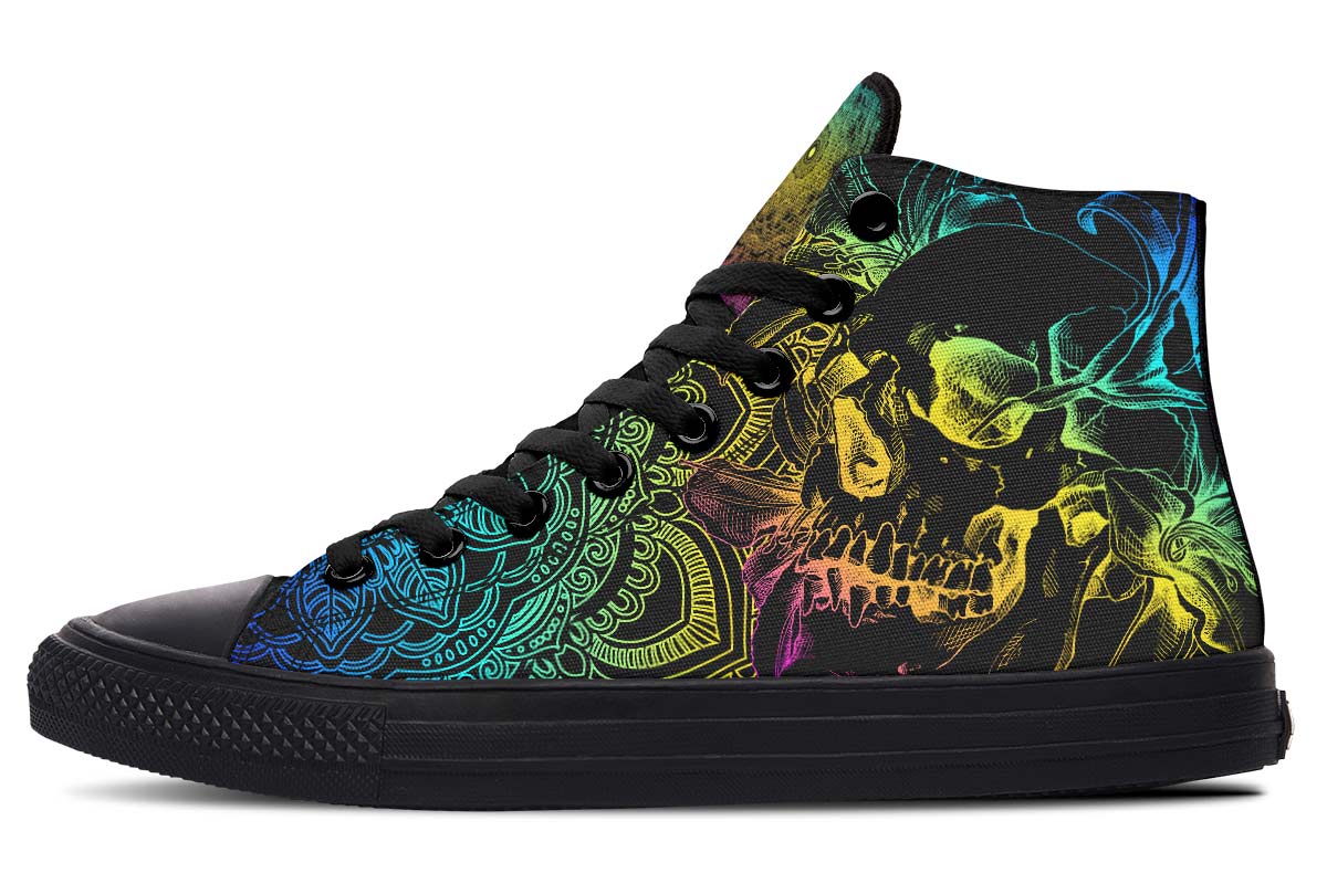 hippieartzone Shoes - COLORFUL SKULL MANDALA FLOWERS