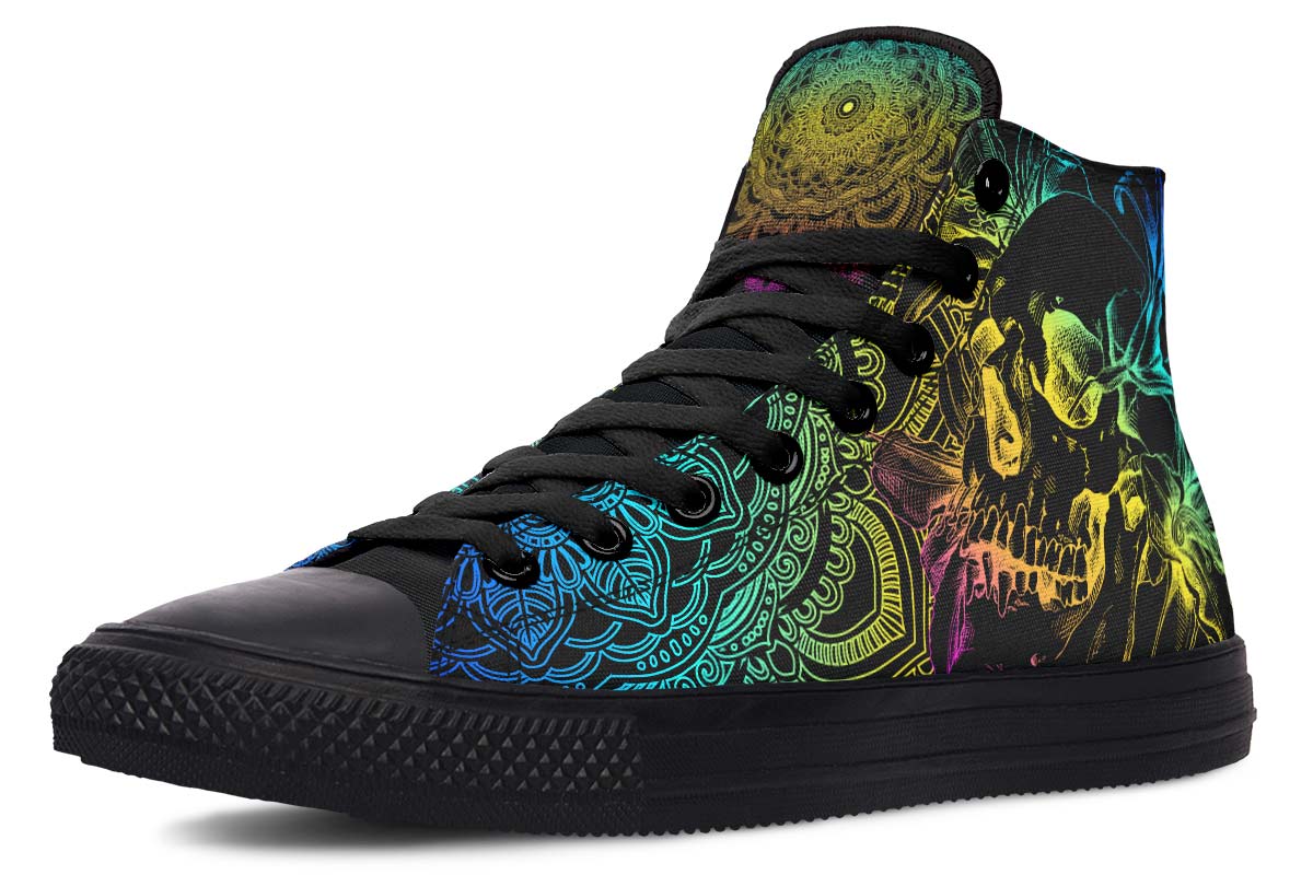 hippieartzone Shoes - COLORFUL SKULL MANDALA FLOWERS