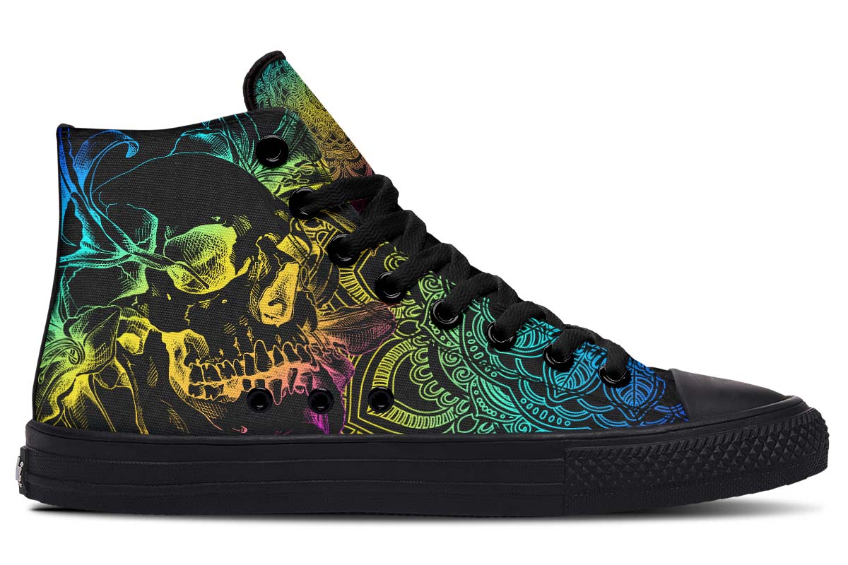 hippieartzone Shoes - COLORFUL SKULL MANDALA FLOWERS