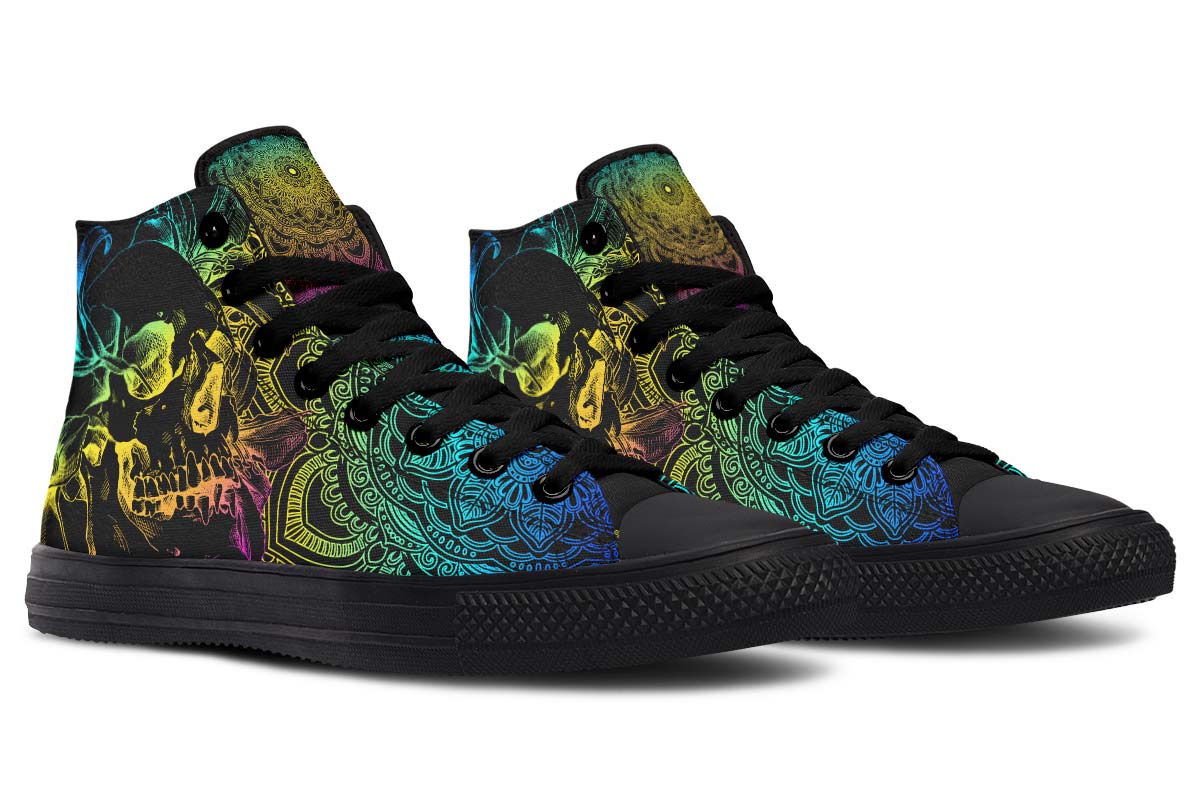 hippieartzone Shoes - COLORFUL SKULL MANDALA FLOWERS