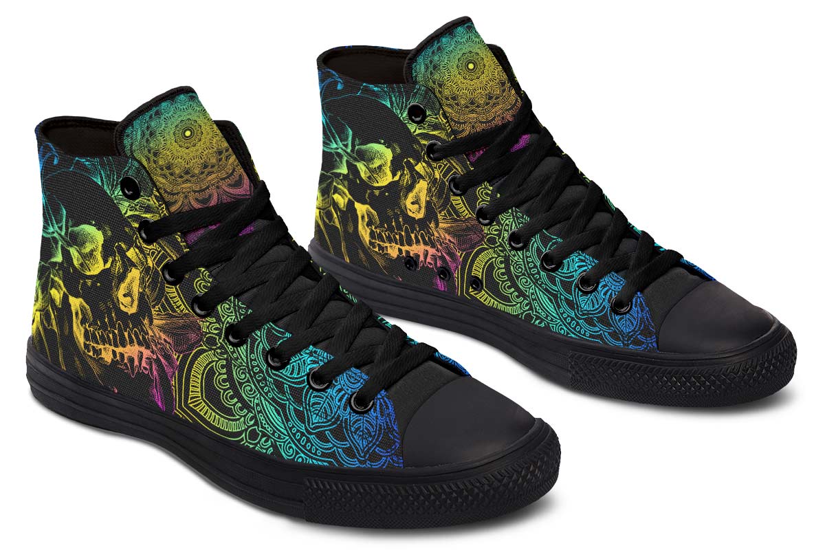 hippieartzone Shoes - COLORFUL SKULL MANDALA FLOWERS