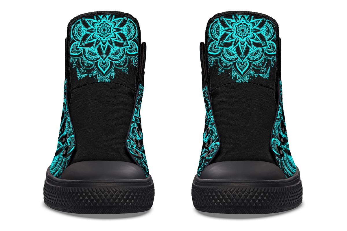 hippieartzone Shoes - ELECTRIC AQUA SKULL MANDALA