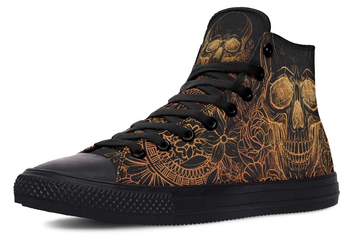 hippieartzone Shoes - GOLD SKULL