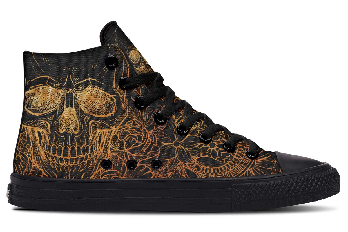 hippieartzone Shoes - GOLD SKULL
