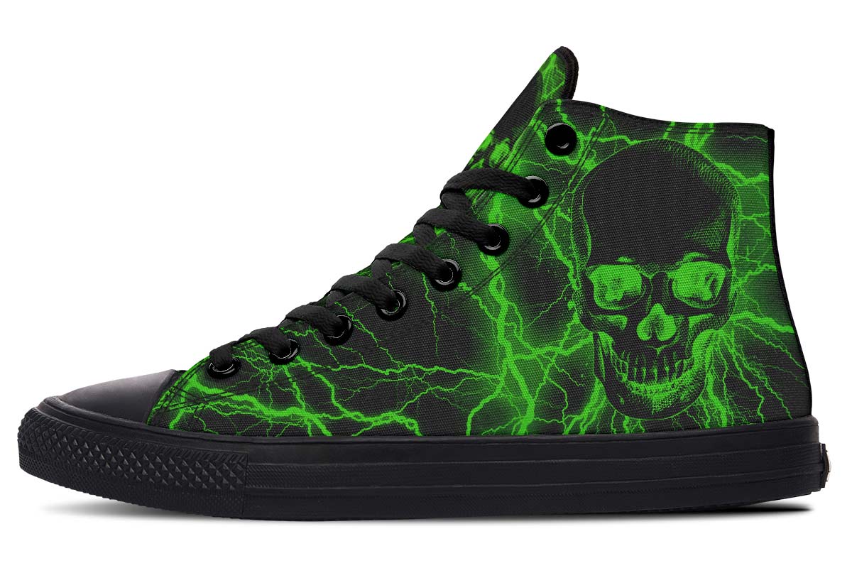 hippieartzone Shoes - GREEN LIGHTNING SKULL