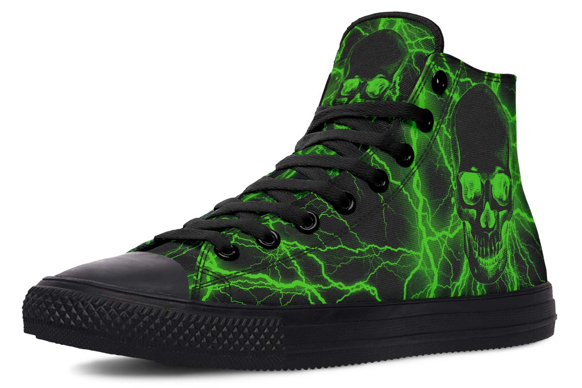 hippieartzone Shoes - GREEN LIGHTNING SKULL