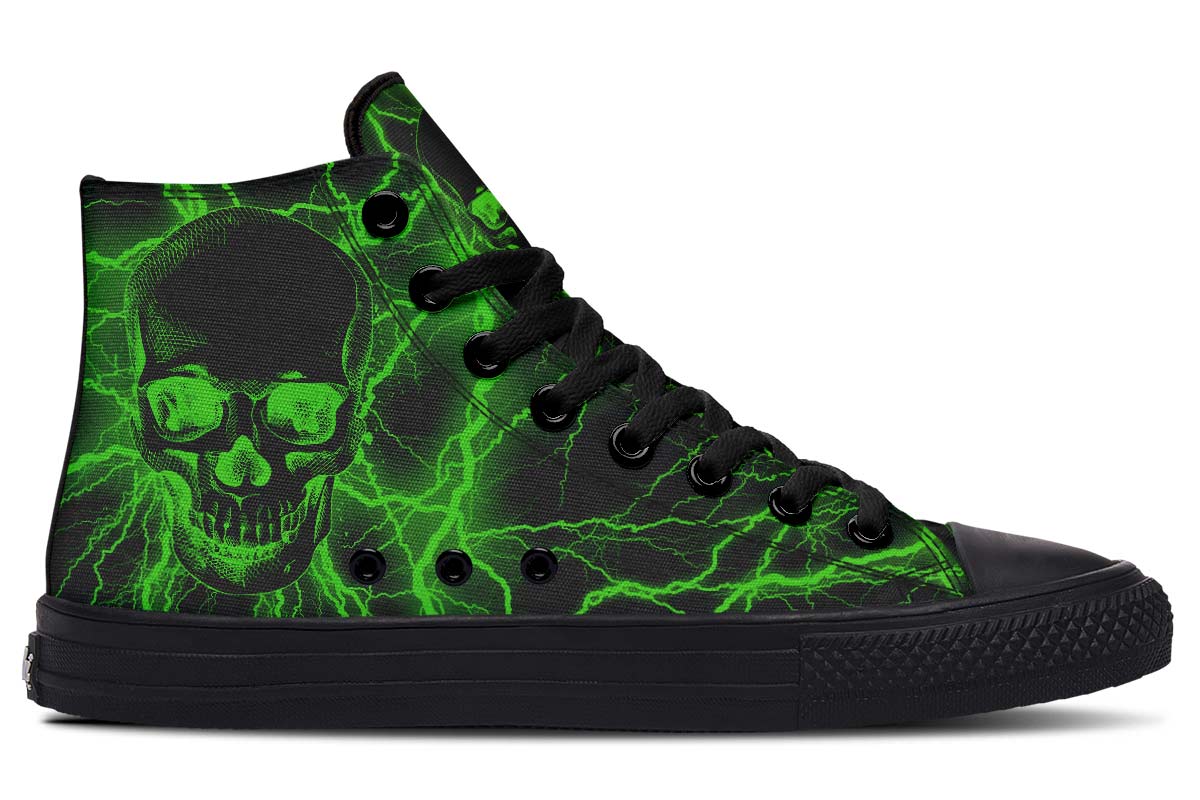 hippieartzone Shoes - GREEN LIGHTNING SKULL