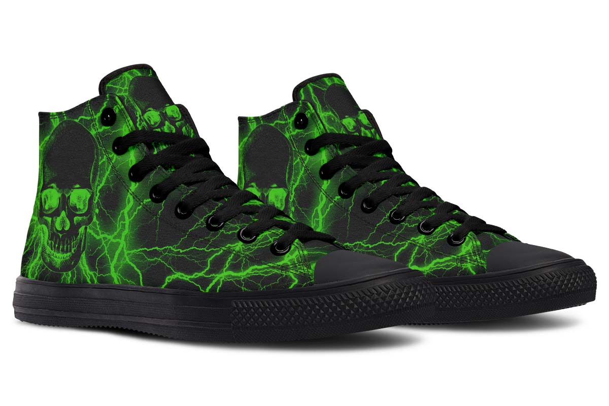 hippieartzone Shoes - GREEN LIGHTNING SKULL