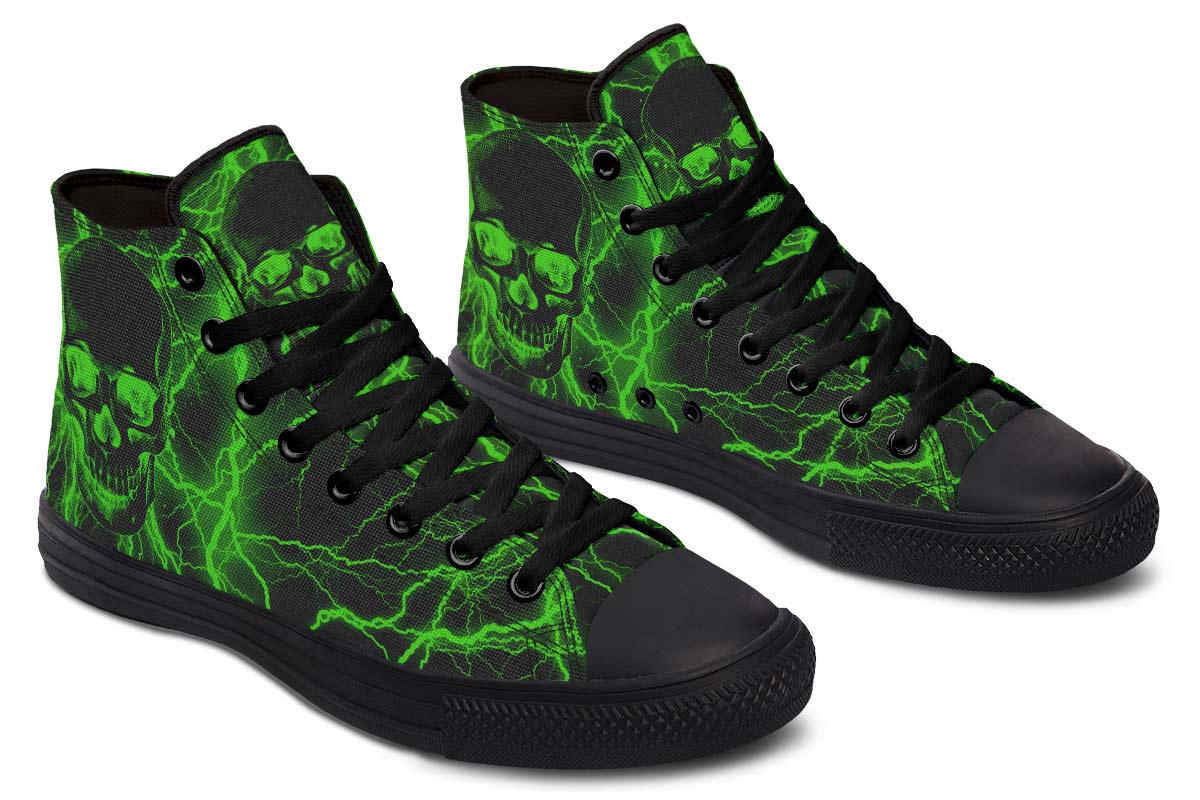 hippieartzone Shoes - GREEN LIGHTNING SKULL