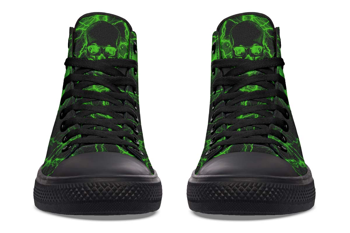 hippieartzone Shoes - GREEN LIGHTNING SKULL